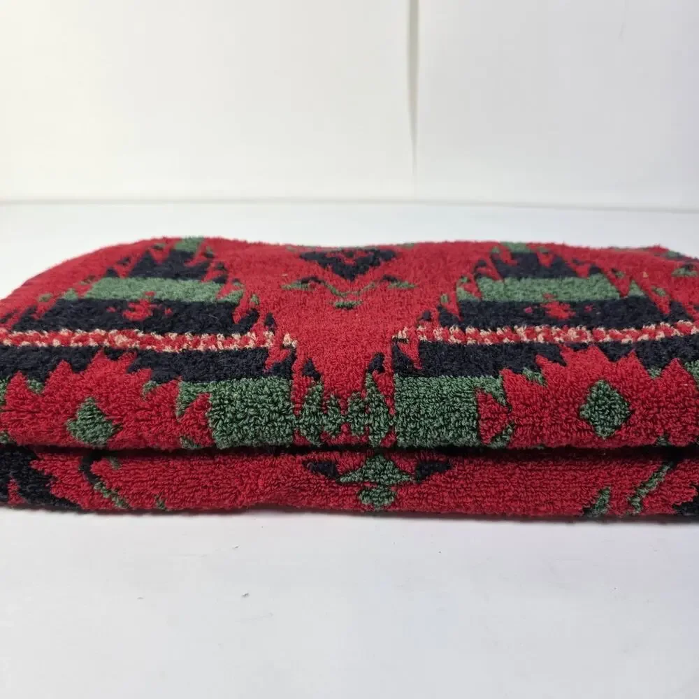 RALPH LAUREN Vintage 90s Southwest Tribal Aztec Cotton Bath/HandTowels Set 2